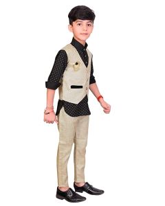 Cotton Blend Waistcoat Kurta and Pant Set for Boys 163